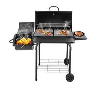 Barbacoa de carbón vegetal, barbacoa ahumadora, parrilla de carbón vegetal con tapa y ruedas, parrilla de pie, parrilla portátil, parrilla extraíble para camping, barbacoa, pícnic