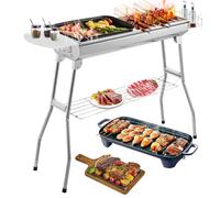 Barbacoa de carbón XXL (73 x 28 x 76 cm), portátil, plegable, de acero inoxidable, para exteriores, barbacoa de carbón, parrilla plegable