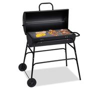 Barbacoa de carbón - XXL - Con tapa - Ventilación ajustable - 96,5 x 103 x 64,5 cm - Negro