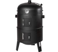 Barbacoa de carbón y ahumador 3 en 1 de acero inoxidable para cocinar al aire libre