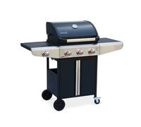 Barbacoa de gas de 3 quemadores con 1 quemador lateral, bazin 3, negro, 126.5x53.5x109.2 cm