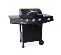 Barbacoa de gas de 3 quemadores con 1 quemador lateral, treville 4, negro, 117,2 x 43,5 x 103 cm