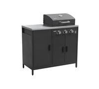 Barbacoa de gas de 3 quemadores con 3 puertas y termómetro negro - 100x51x87.5 cm
