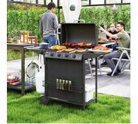Barbacoa De Gas De Acero Abs 121x54x97 Cm-outsunny. Negro