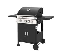 Barbacoa de gas para exteriores con 11,5 kW de potencia, compatible con butano y propano, 3 quemadores principales más 1 lateral.