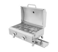 Barbacoa de gas portátil de 2 quemadores, parrilla de gas pequeña de acero inoxidable, barbacoa de gas de mesa con parrilla, barbacoa de camping para terraza, balcón y jardín
