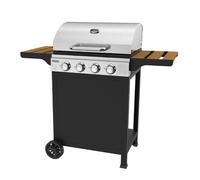 Barbacoa De Gas Portátil Kekai Fort Peck 118,5x57,5x104,5 Cm De 12 Kw Con 4 Quemadores, Termómetro, Mesas Laterales Y Ruedas