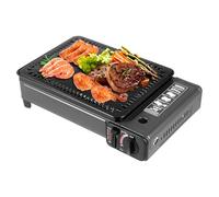 Barbacoa de gas portátil para camping, barbacoa de gas pequeña con cartucho y maletín, barbacoa de mesa para camping, jardín, pícnic, encendido piezoeléctrico