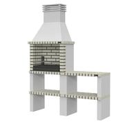 Barbacoa de obra Alvor con mesa lateral (An x Pr x Al: 167 x 47 x 224 cm, Superficie parrilla: 64 x 38 cm, Gris)