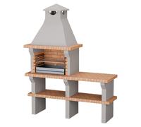 Barbacoa de obra Benguela (Gris/Ladrillo, An x Pr x Al: 168 x 60 x 217 cm, Superficie parrilla: 60 x 38 cm, Sin fregadero)
