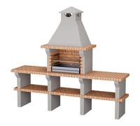 Barbacoa de obra Benguela (Gris/Ladrillo, An x Pr x Al: 241 x 60 x 217 cm, Superficie parrilla: 60 x 38 cm, Sin fregadero)