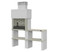 Barbacoa de obra Ericeira con mesa auxiliar (Superficie parrilla: 64 x 38 cm, Gris)