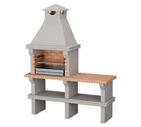 Barbacoa de obra Ibiza (Gris/Ladrillo, An x Pr x Al: 168 x 60 x 219 cm, Superficie parrilla: 60 x 38 cm, Sin fregadero)
