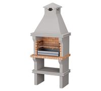 Barbacoa de obra Ibiza (Gris/Ladrillo, An x Pr x Al: 90 x 60 x 219 cm, Superficie parrilla: 60 x 38 cm, Sin fregadero)