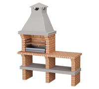 Barbacoa de obra Luanda (Gris/Ladrillo, An x Pr x Al: 168 x 60 x 219 cm, Superficie parrilla: 60 x 38 cm, Sin fregadero)