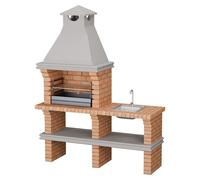 Barbacoa de obra Luanda (Gris/Ladrillo, An x Pr x Al: 168 x 60 x 219 cm, Superficie parrilla: 60 x 38 cm, Con fregadero)