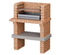 Barbacoa de obra Luanda (Gris/Ladrillo, An x Pr x Al: 90 x 60 x 120 cm, Superficie parrilla: 60 x 38 cm, Sin fregadero)