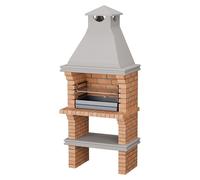 Barbacoa de obra Luanda (Gris/Ladrillo, An x Pr x Al: 90 x 60 x 219 cm, Superficie parrilla: 60 x 38 cm, Sin fregadero)