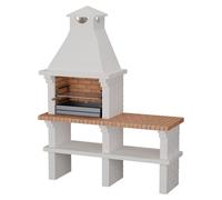 Barbacoa de obra Monaco (Blanco, An x Pr x Al: 168 x 60 x 217 cm, Superficie parrilla: 60 x 38 cm, Sin fregadero)