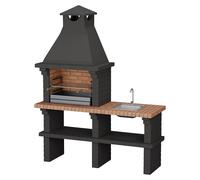 Barbacoa de obra Monaco (Gris, An x Pr x Al: 168 x 60 x 217 cm, Superficie parrilla: 60 x 38 cm, Con fregadero)