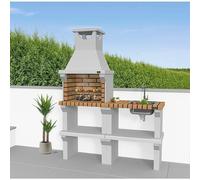 Barbacoa de obra Sintra con fregadero (An x Pr x Al: 68 x 47 x 190 cm, Superficie parrilla: 50 x 32 cm, Marrón)