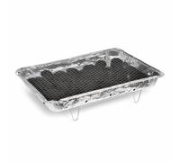 Barbacoa desechable XXL - 48 x 31 cm - Incluye briquetas y soporte - Barbacoa desechable - Barbacoa de mesa para camping o picnic - Barbacoa de carbón - Plata