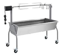 Barbacoa eléctrica grande con asador eléctrico de altura ajustable para cochinillo, caza y cordero, incluye 4 ruedas con freno para movilidad