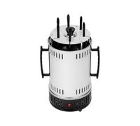Barbacoa eléctrica vertical, 1000 W, con 6 pinchos plateados | 304 Gyros Schawarma - Barbacoa de mesa de acero inoxidable (automática, baja emisión de humo, bandeja de recogida de gras