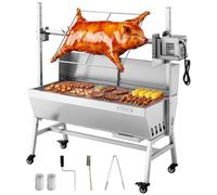 Barbacoa giratoria VEVOR, 38W, para asar carne de cerdo y cordero al aire libre, barbacoa de carbón con pincho giratorio, capacidad de 60 kg y 7 niveles de altura, kit de barbacoa eléctrica de acero i