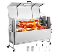 Barbacoa giratoria VEVOR, 38W, para asar carne de cerdo y cordero al aire libre, barbacoa de carbón con capacidad de 60 kg y 7 niveles de altura, kit de barbacoa giratoria eléctrica de acero inoxidabl