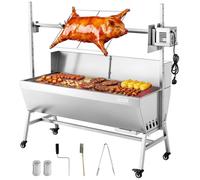 Barbacoa giratoria VEVOR, 38W, para asar carne de cerdo y cordero al aire libre, barbacoa de carbón con capacidad de 60 kg y 7 niveles de altura, kit de barbacoa giratoria eléctrica de acero inoxidabl