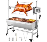 Barbacoa giratoria VEVOR, 38W, para asar carne de cerdo y cordero al aire libre, barbacoa de carbón con capacidad de 60 kg y 7 niveles de altura, kit de barbacoa giratoria eléctrica de acero inoxidabl