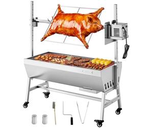 Barbacoa giratoria VEVOR, 38W, para asar carne de cerdo y cordero al aire libre, barbacoa de carbón con capacidad de 60 kg y 7 niveles de altura, kit de barbacoa giratoria eléctrica de acero inoxidabl