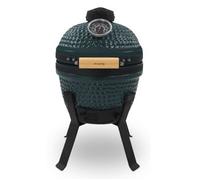H.Koenig Kamado YOKO13, Barbacoa Japonesa de Carbón Cerámico 32cm, Cocción Lenta/Grill/Ahumador, Termómetro Incorporado, Hasta 450°C, Distribución Uniforme de Calor, 2 Personas, Negro