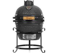 Barbacoa Kamado "HAIIRO" de carbón, con parrilla y termómetro, de 32 cm de diámetro, color gris