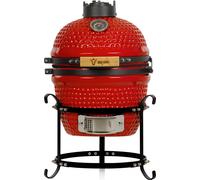 Barbacoa Kamado "HAIIRO" de carbón, con parrilla y termómetro, de 32 cm de diámetro, color rojo