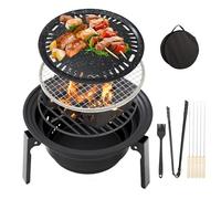 Barbacoa plegable de acero inoxidable con accesorios para barbacoa y bolsa de transporte, parrilla de carbón vegetal portátil para camping, jardín, fiesta de barbacoa, barbacoa de carbón vegetal