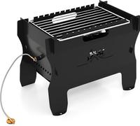 Barbacoa portátil 2 en 1, que funciona con carbón y con gas, con soporte de acero inoxidable