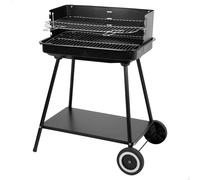 Barbacoa Portátil Carbón Acero Inoxidable Parrilla 4 Alturas, Ruedas y y Asa, 55x43x82 Cm, Negro