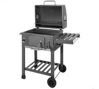 Barbacoa Portátil Carbón Con Ahumador 102x65x104 Cm - Acero. Negro