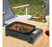 Barbacoa portátil de butano – Parrilla/cocina de gas – Sartén antiadherente de 37 cm – Tapa de vidrio templado – Ideal para camping, picnics y barbacoas – Color