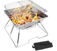 Barbacoa portátil, ideal para camping y jardín. Parrilla plegable de acero inoxidable con una práctica bolsa de transporte, perfecta para picnics y celebraciones al aire libre