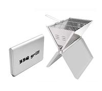 Barbacoa portátil para camping, barbacoa de carbón vegetal, barbacoa de camping, barbacoa plegable para camping, para picnic, barbacoa, cocina, senderismo, 36 x 24 x 39 cm (plata)