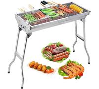 Barbacoa portátil - Parrilla de carbón de acero inoxidable - 73x33x71 cm - Ideal para cocinar al aire libre - Parrilla para camping