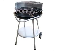 Barbacoa Portátil Redonda con Doble Parrilla y 4 Alturas Regulables, 51x51x82 Cm, Negro y Gris