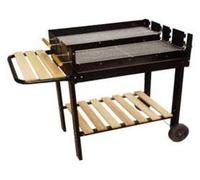 Barbacoa rectangular con estantes de madera "Texas" - parrilla de 75x50 cm