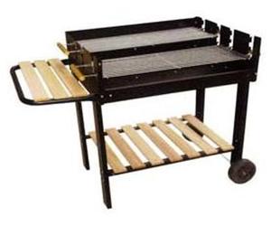 Barbacoa rectangular con estantes de madera "Texas" - parrilla de 75x50 cm