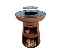 Pur Line Barbacoa acero corten EFP55R — parrilla inox, brasero, Ø60 cm, cajón cenicero