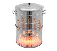 Barbacoa vertical de carbón vegetal, de acero inoxidable | Barbacoa de mesa con pinchos para carne, 50 pinchos de 500 °C, 41 cm, para casa, balcón, jardín