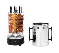 Barbacoa vertical eléctrica de 1000 W con 6 pinchos Independiente Parrilla eléctrica vertical de acero inoxidable con bandeja de gotas de aceite, parrilla vertical para barbacoas, picnics